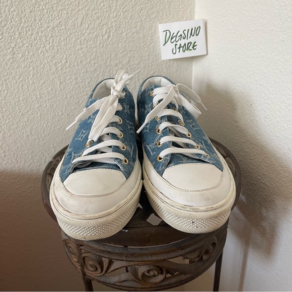 LOUIS VUITTON LV Stellar Low Top Denim Blue Lace Front Sneaker - Picture 6 of 9